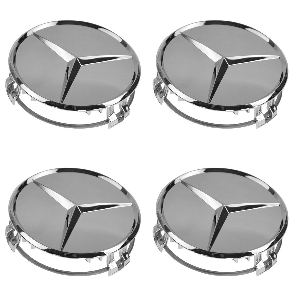 Equipment Manufacturer Wheel Center Cover with Raised Star 4-Piece Chrome Alloy Set for Mercedes-Benz 66470207