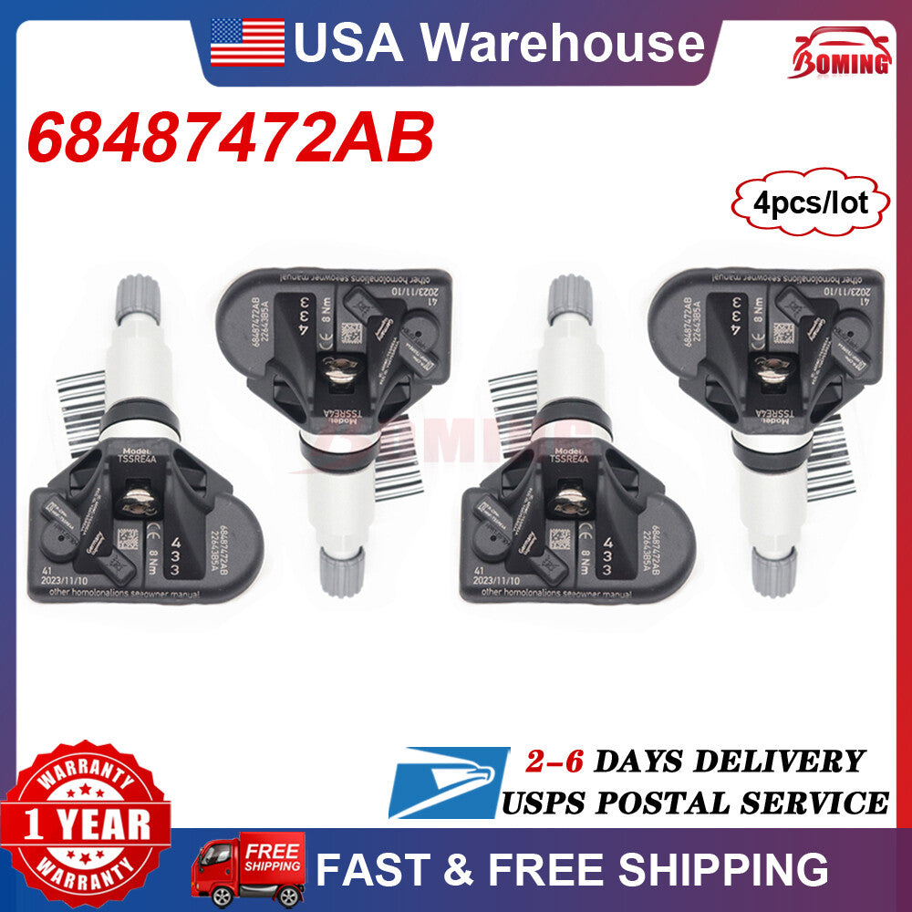 4-pack of new TPMS tire pressure sensors for Dodge for Challenger R/T Scat package 68487472AB