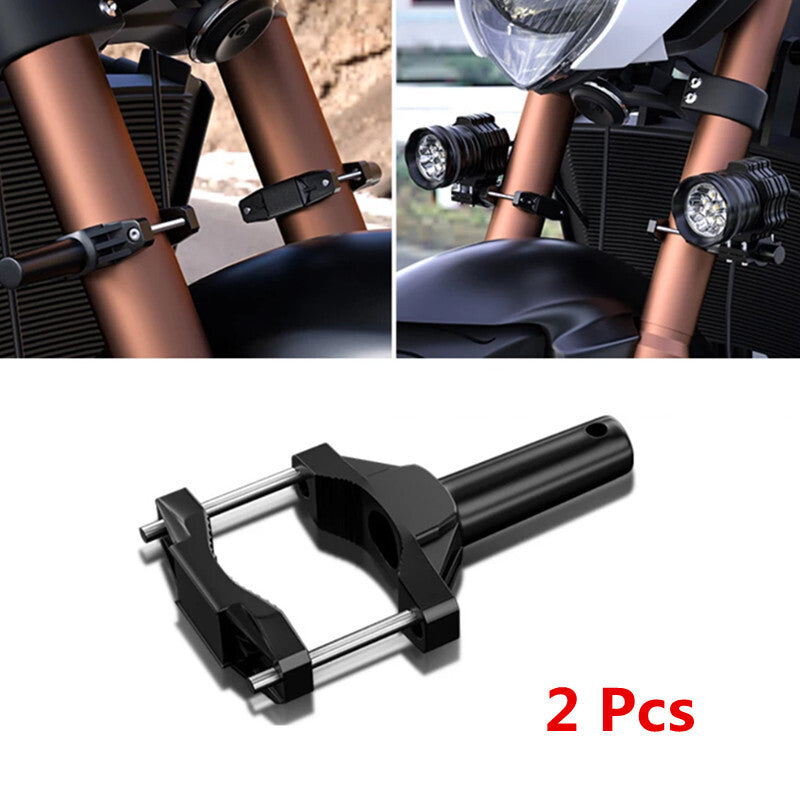 2pc Black Motorcycle Spotlight Bracket Extension Pole Headlight Mount Stand Rack