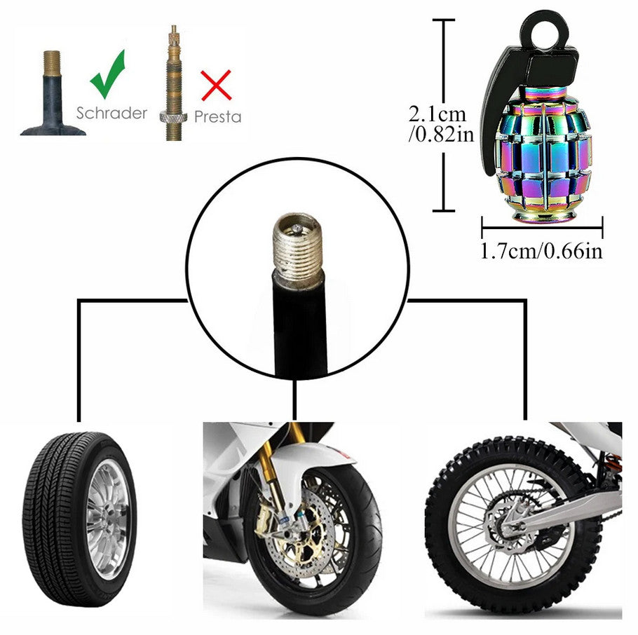 4-piece car tire valve cover rod air dust cover dustproof gray bomb for Cadillac