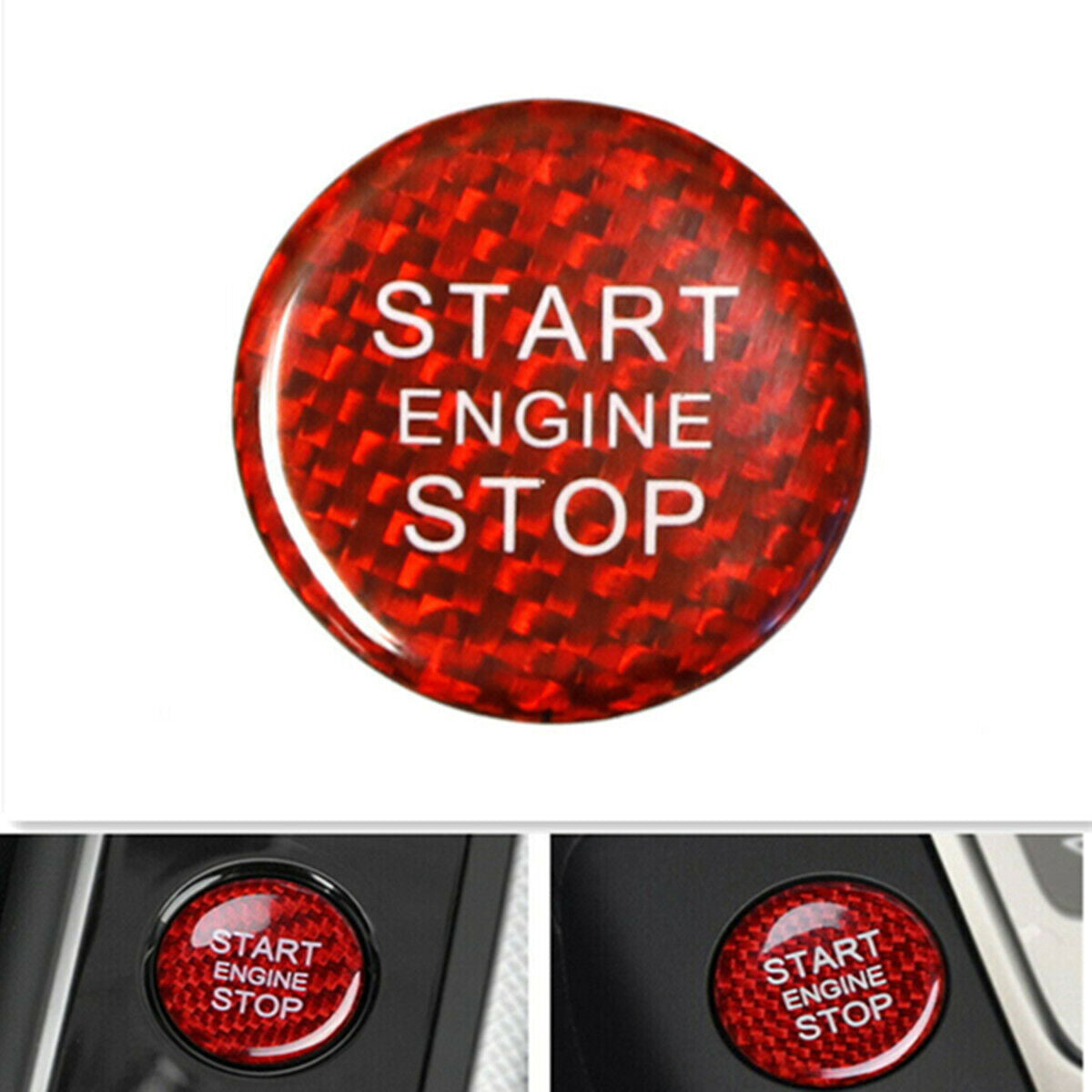 for Audi for A4 for A5 A7 for A8 Q3 Q5 Q7 Red Carbon Fiber Engine Push Start Button Cover