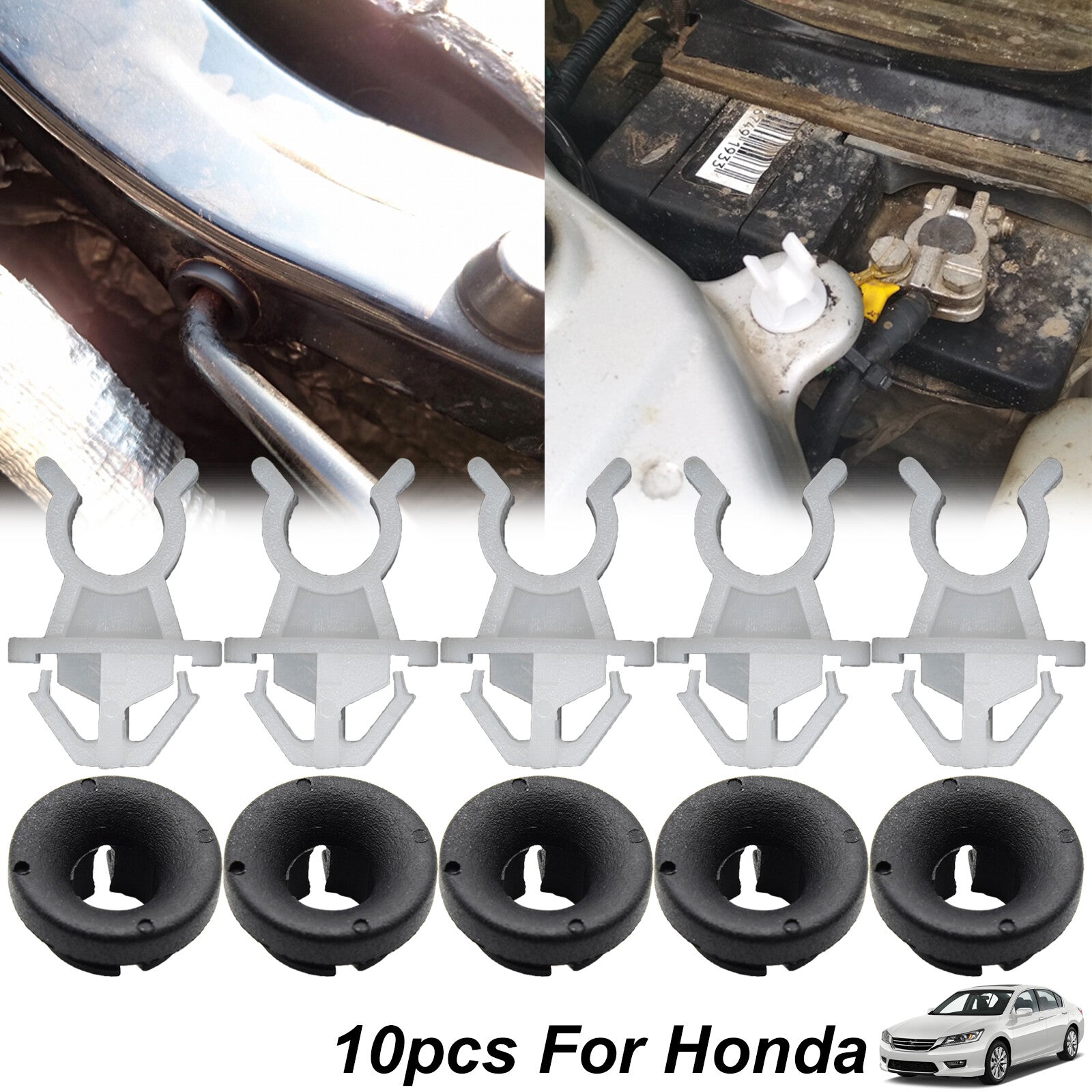 10x Bonnet Rod Hood Support Prop Clip for Honda Fit Prelude for Civic HRV W/ Grommet