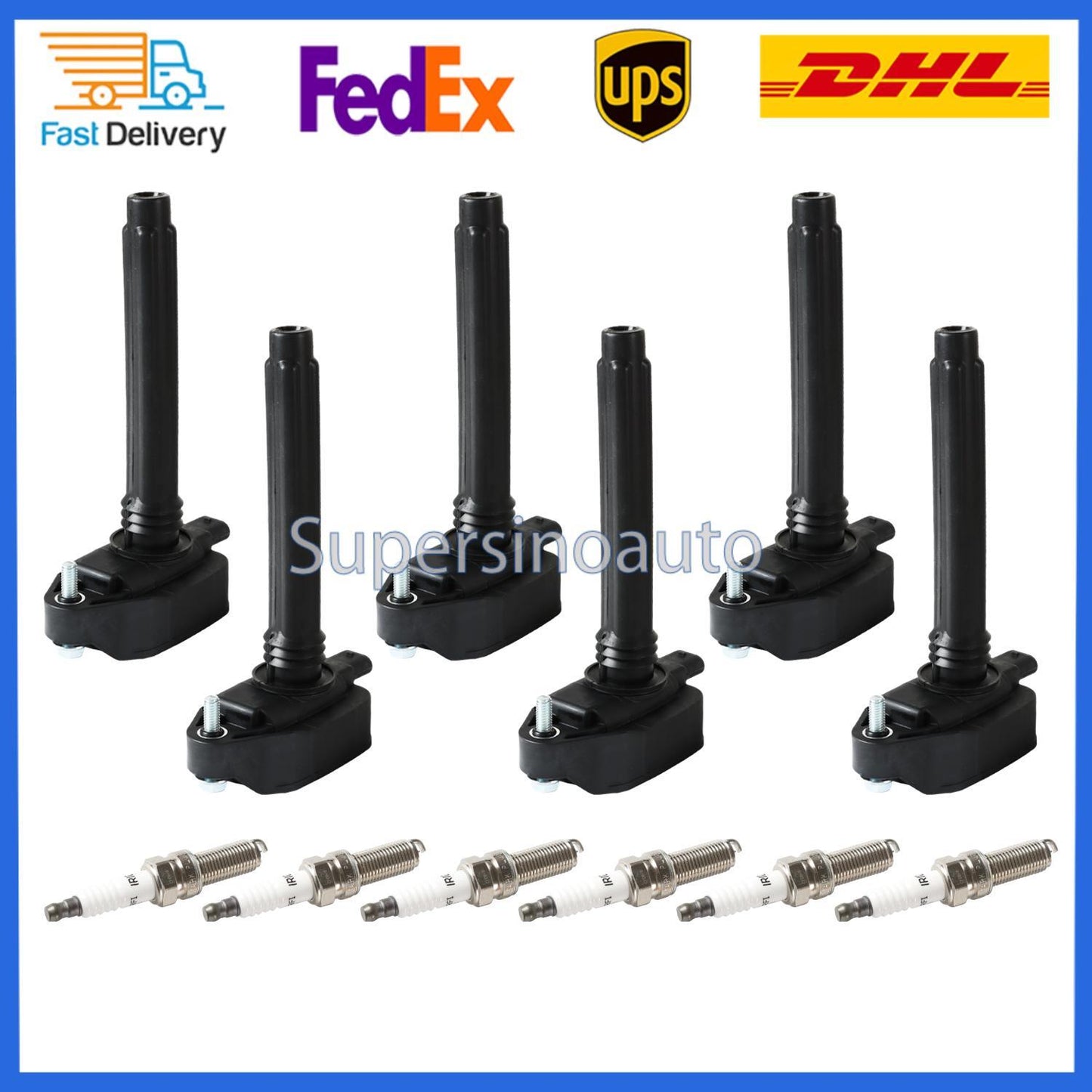 6pcs Ignition Coils + 6pcs Iridium Spark Plugs For 17-18 for Chrysler for Pacifica 3.6L