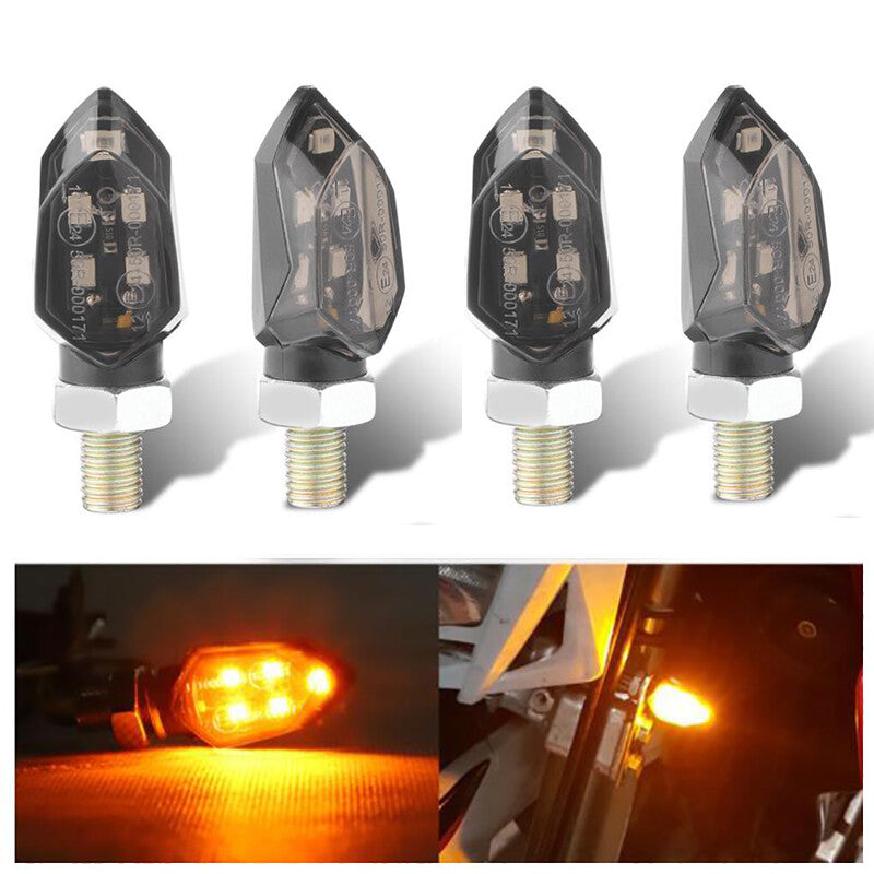 4x Smoke for Mini Motorcycle LED Turn Signal Indicator Light Amber Lamp M8 Dirt Bike