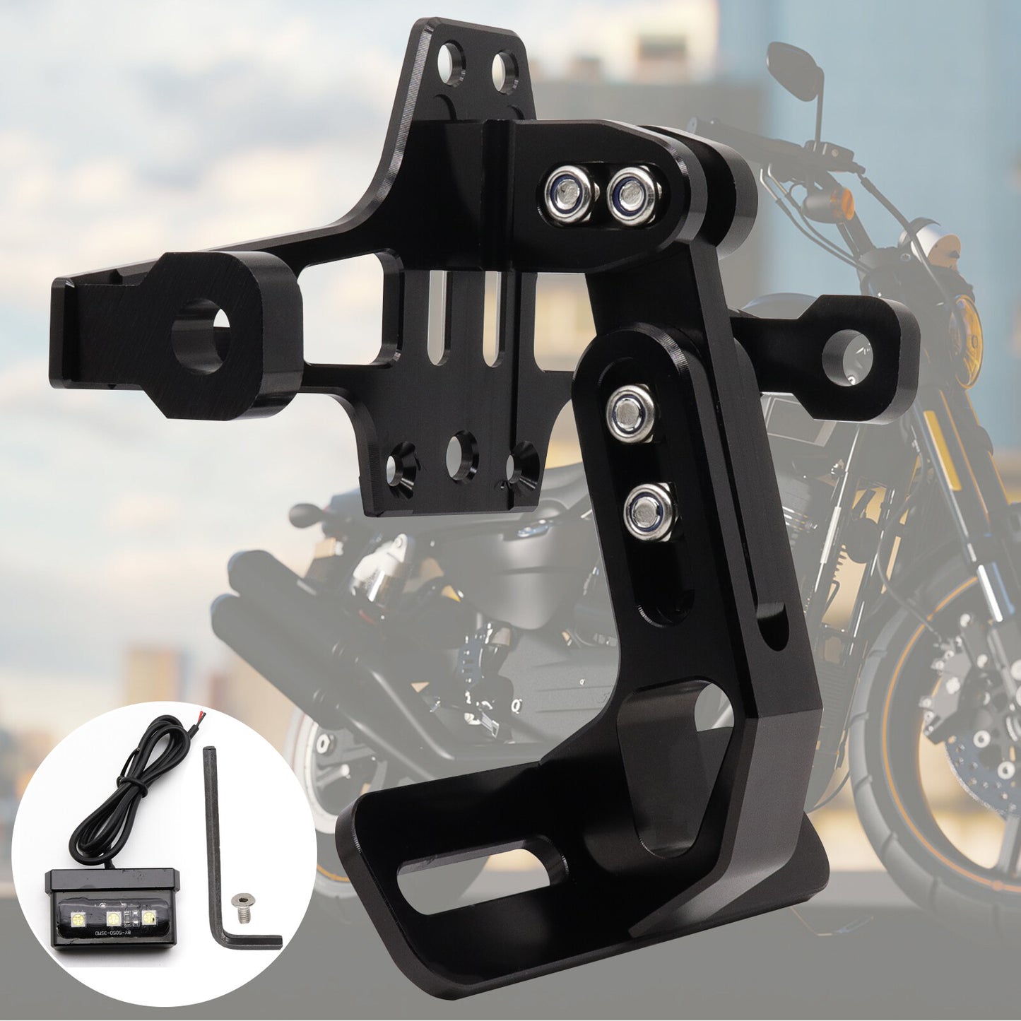 Motorcycle License Number Plate Holder Tail Tidy Bracket + LED Fender Eliminator