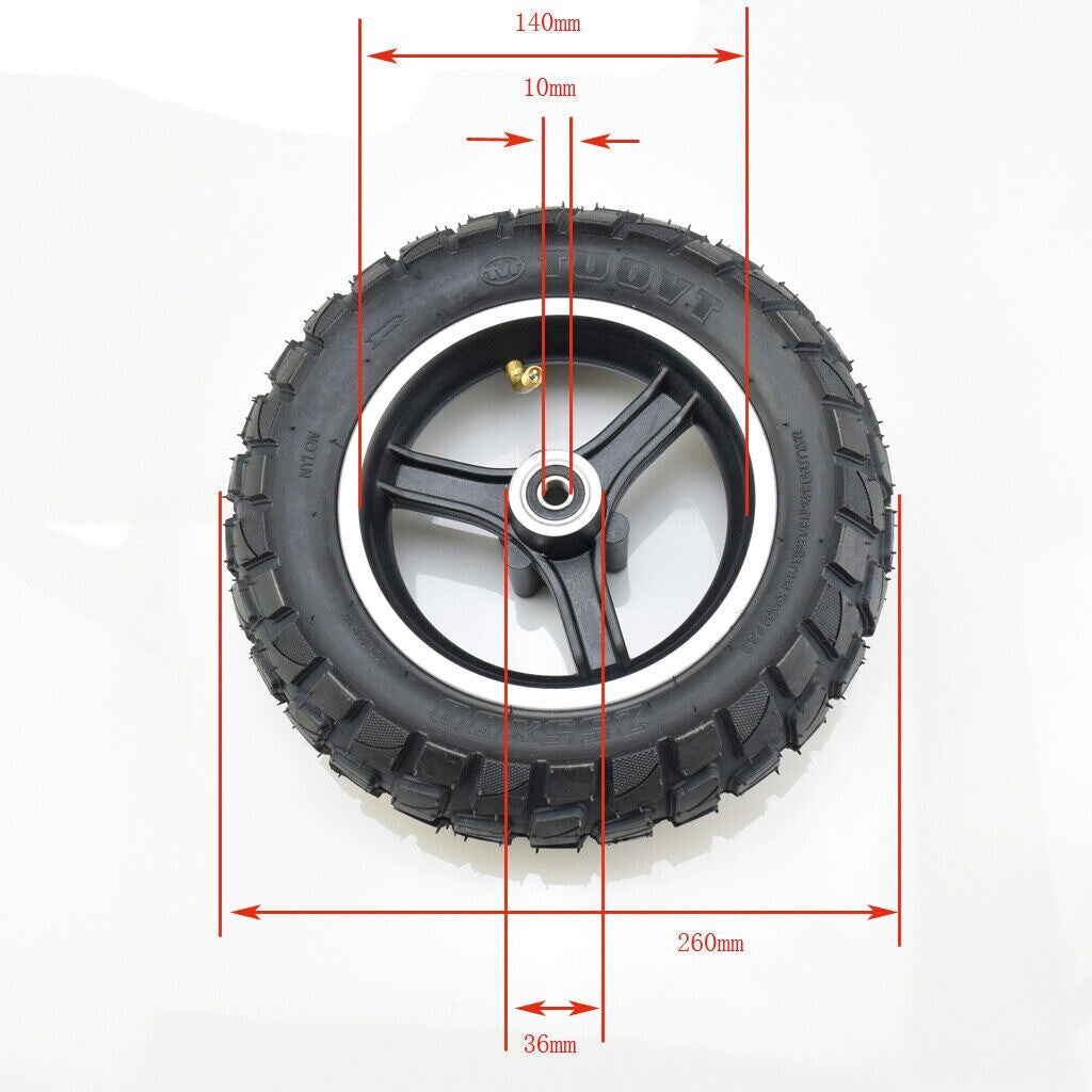 255x80 Wheel Hub Tyre Shock Absorbing Disc Brake Rubber OffRoad Electric Scooter