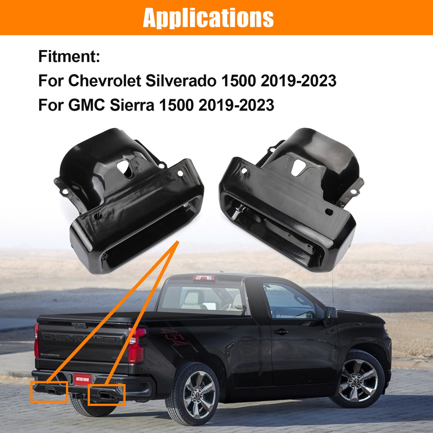 Exhaust Tips Bezels Frosted Black Fit for for GMC for Sierra 1500 2019-2024 84434641