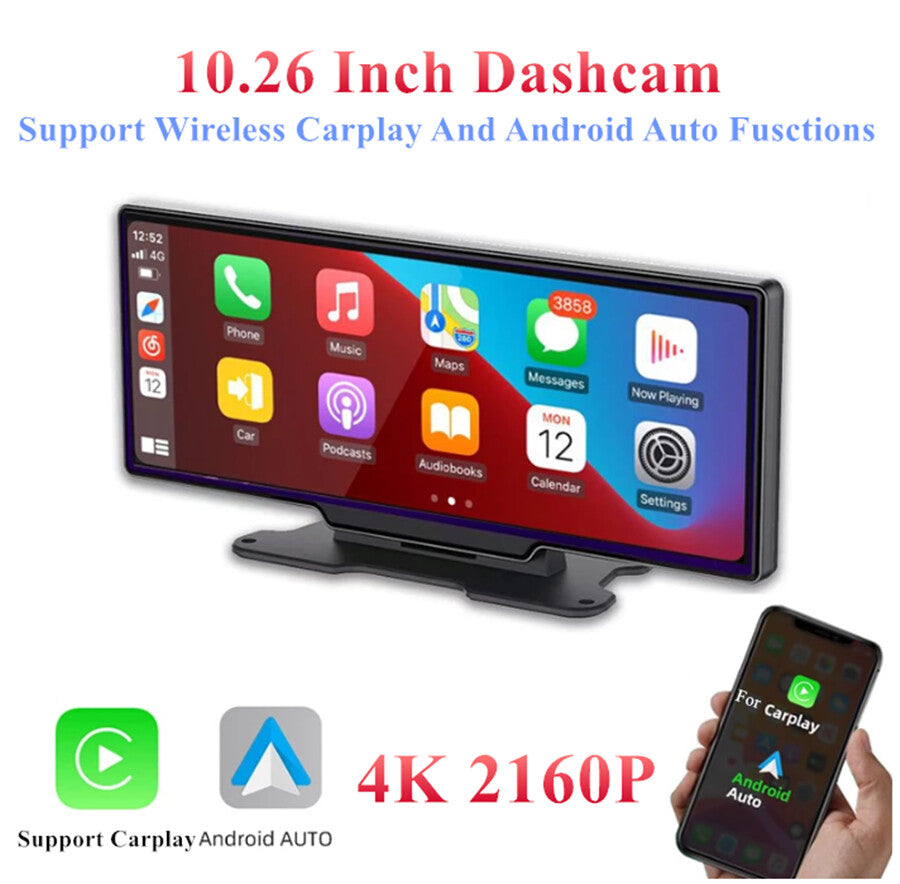 Car DVR Dash Cam Video Recorder With Carplay Android Auto Bluetooth G-Sensor
