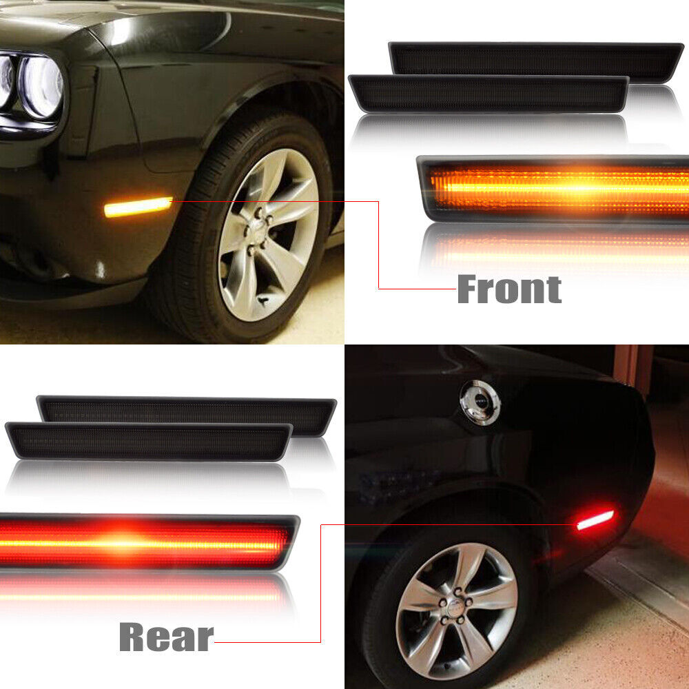Smoke-enhanced amber front and red rear LED side marker lights for the 2015-23 for Dodge for Challenger .