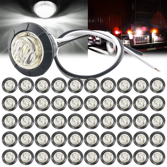 3/4 12V Marker Lights LED Bullet Green Blue Truck Trailer RV Round Side Lamp