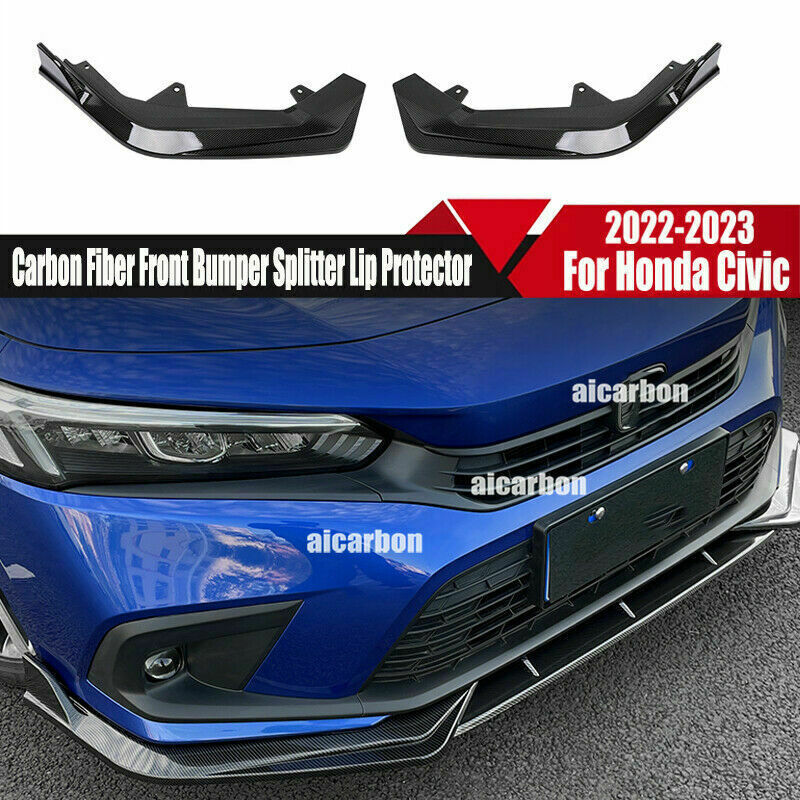 for Honda for Civic 11th 2022-2023 Carbon Fiber Front Bumper Splitter Corner Guard2