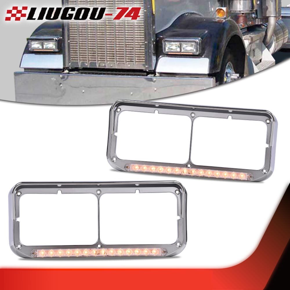 Suitable for dual rectangular 4x6 headlights - clear lens headlight bezel with 1 pair of visors