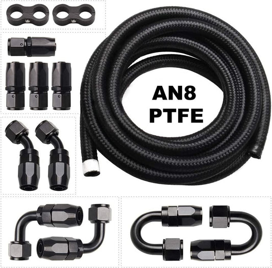 8AN Fuel Line Kit 16ft AN8 Accessories Nylon Braided 1/2 inch PTFE Fuel Hose for E85