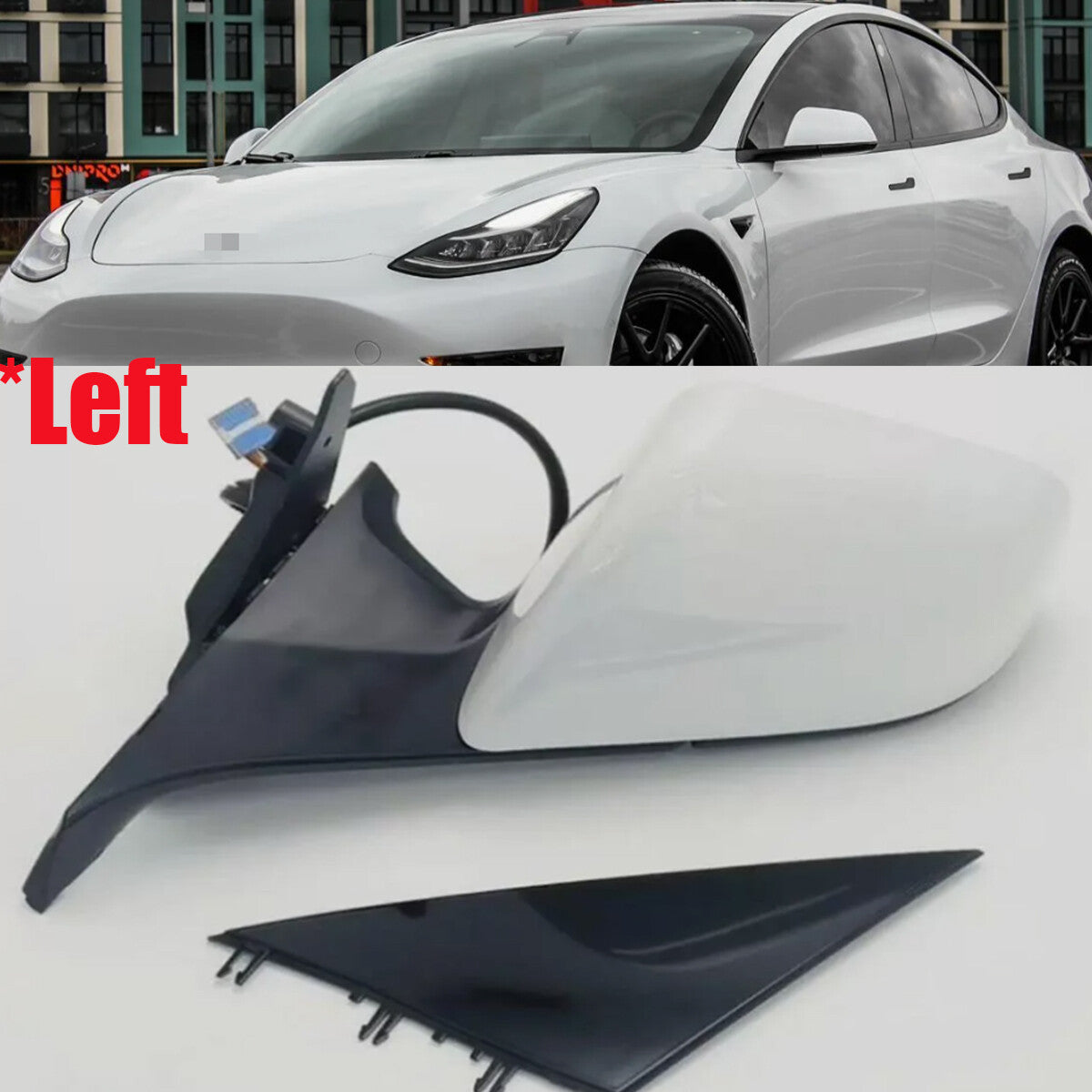 1594111-00-C for Tesla for Model Y 2020-2023 White Left Side Mirror With Anti-Glare