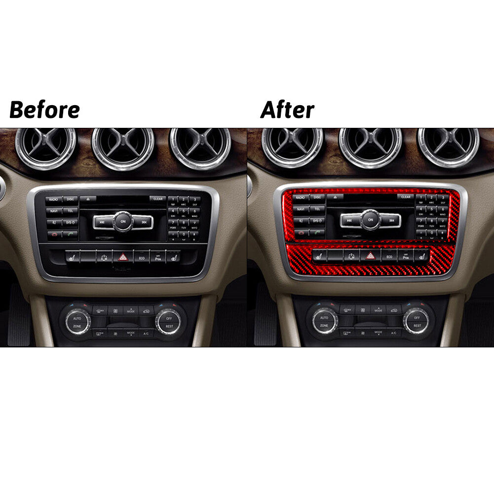 Red Carbon Fiber Radio Trim for Mercedes-Benz CLA 2014-18/GLA 2015-18 Type-A