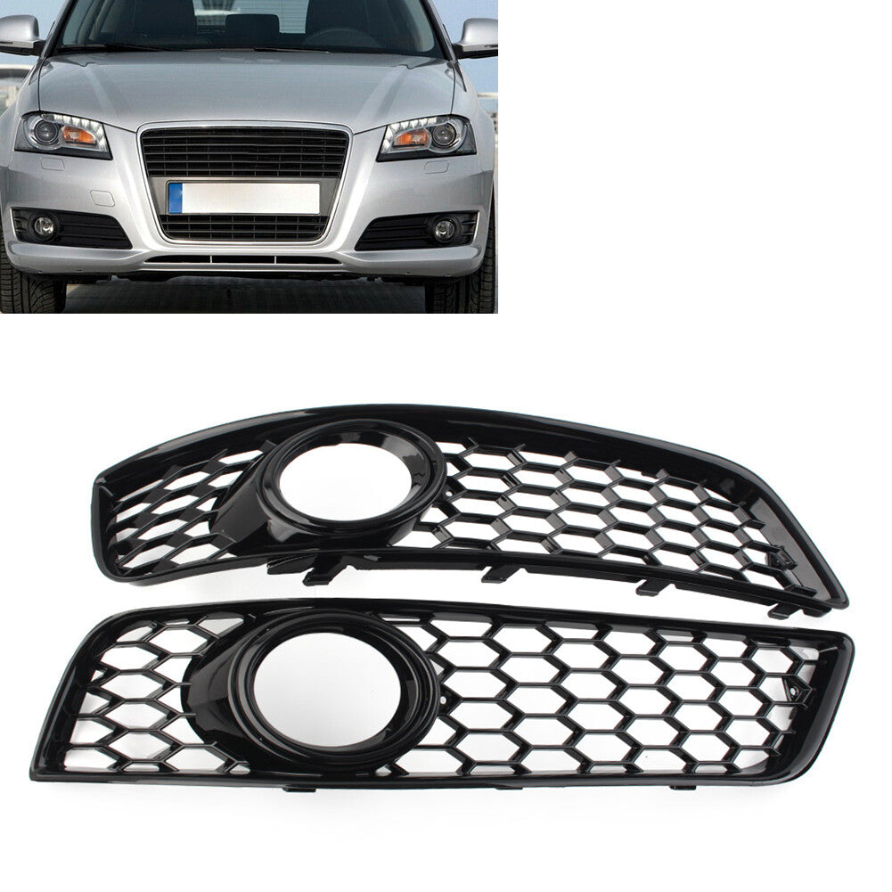 Front Bumper Honeycomb Fog Light Grille Cover for Audi A3 8P 2009-13 W/Hole cl