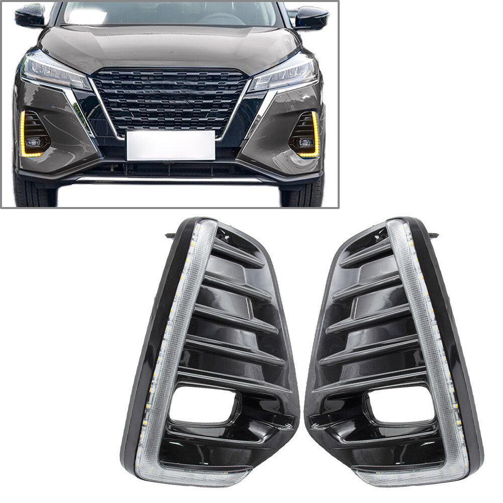 LED DRL Daytime Running Light w/ Turn Signal Set for NISSAN KICKS 2021