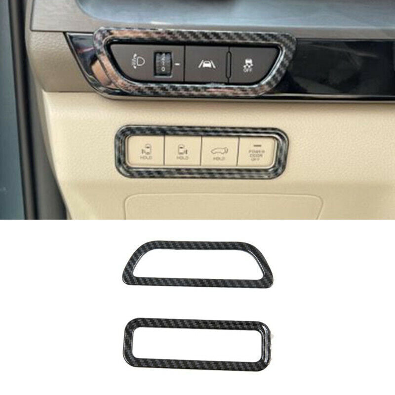Carbon Fiber Front Headlight Button Switch Cover Trim for Kia Carnival 2021 2022