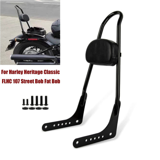 Black Rear Sissy Bar Backrest For Fat Bob FXFBS 114 2018-2023 Deluxe FLDE 18-21
