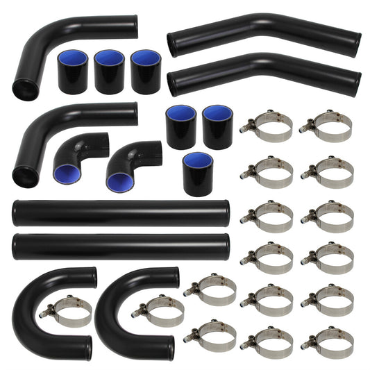 2.25'' 57mm Universal Turbo Boost Intercooler Air Aluminum Pipe Kit 8PCS Black