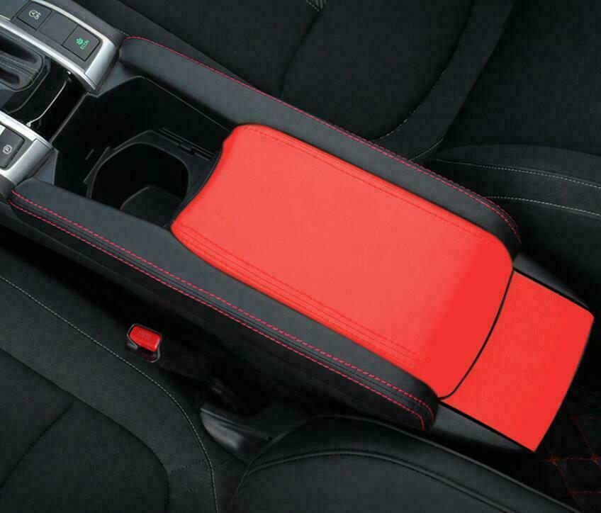 4X PU RedBlack Central Console Armrest Box Cover Trim for Honda for Civic 2016-2021