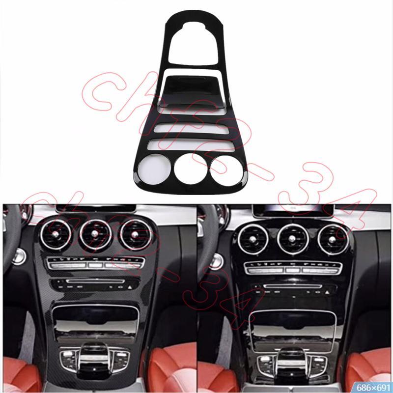 Black Central Console Gear Shift Cover Trim for Benz C-Class W205 GLC W253 15-18