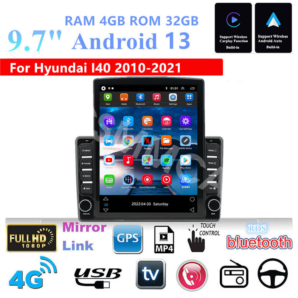 9.7inch Car Multimedia Player For Apple Carplay Fit for Hyundai I40 2010-2021
