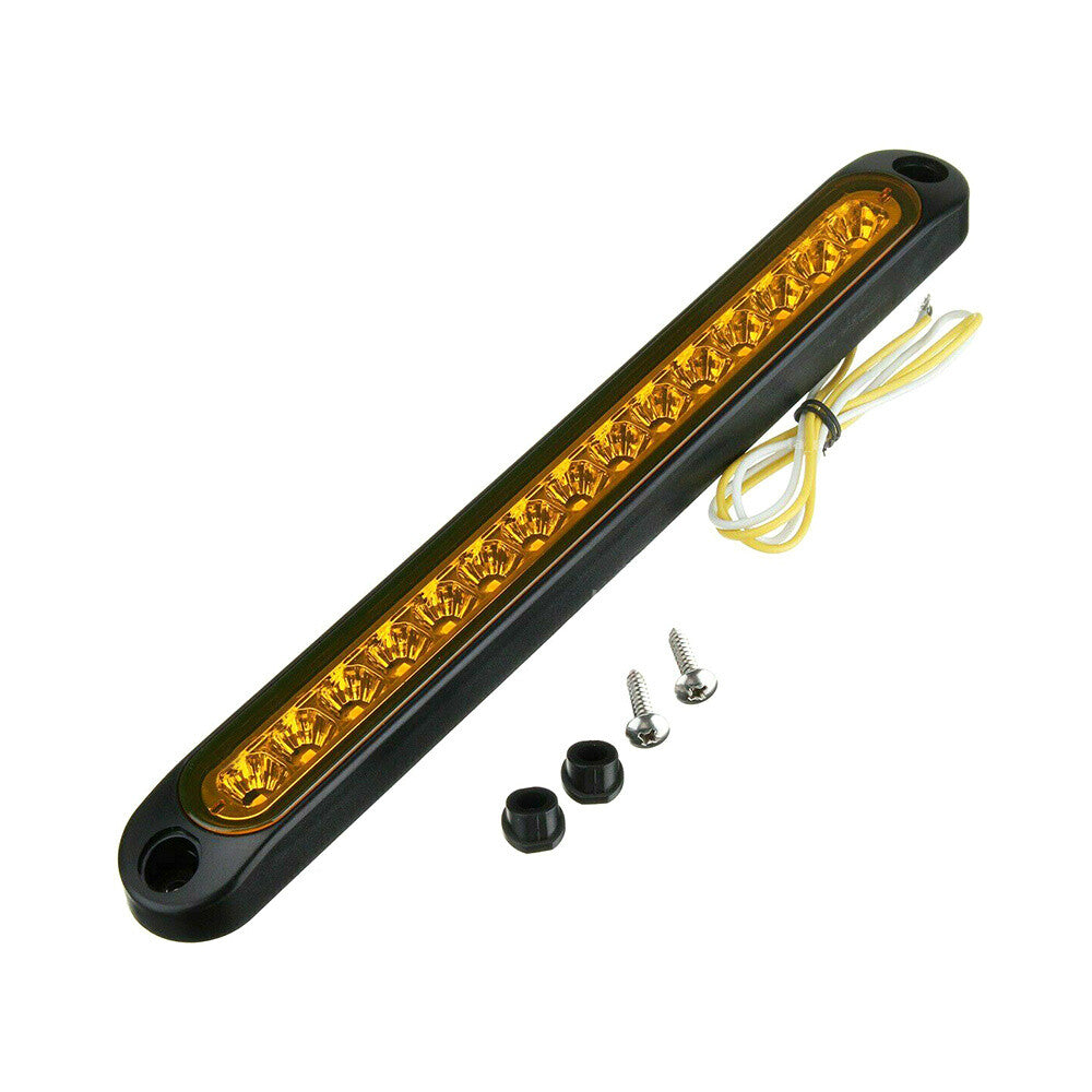 2X 10 15 LED Sealed Trailer Truck RV Stop Tail Rear Brake Turn Light Bar Yellow