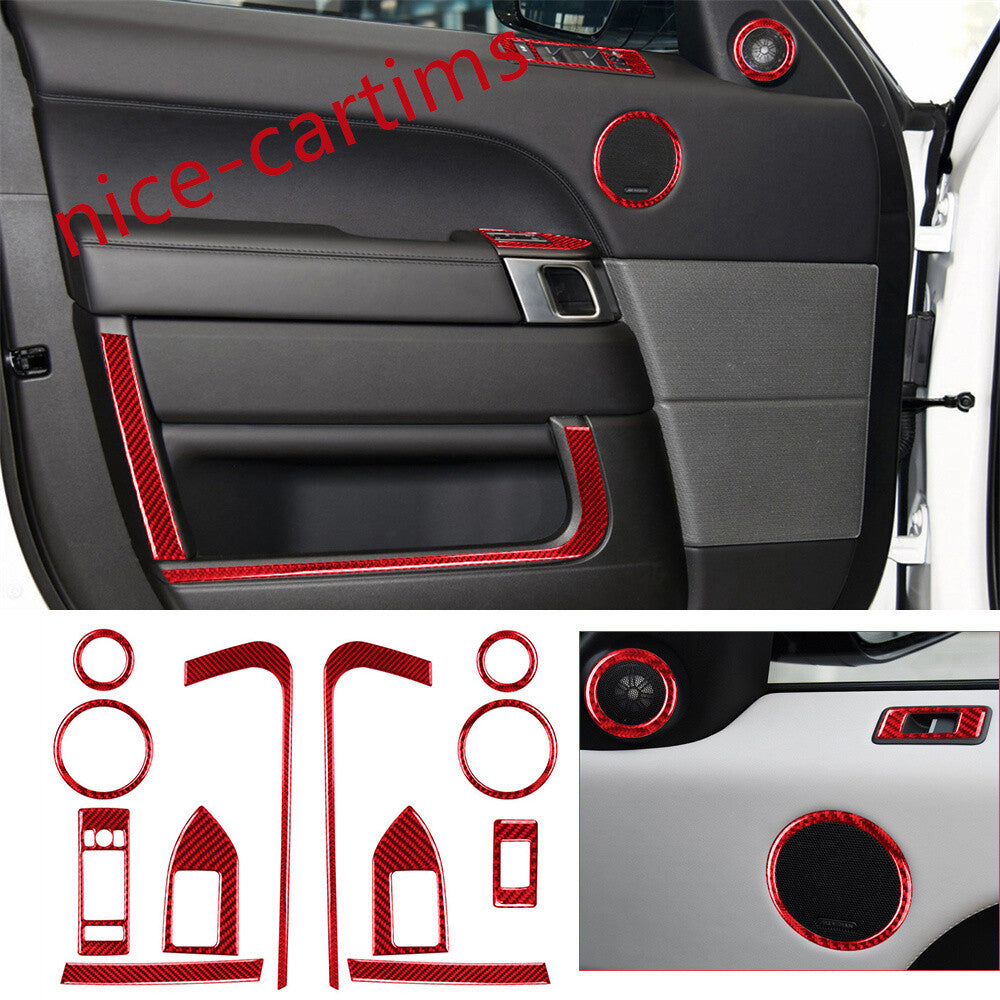 12¡ÁRed Carbon Front Door Set Decorative Trim Kit For LR for Range Rover Sport 14-17