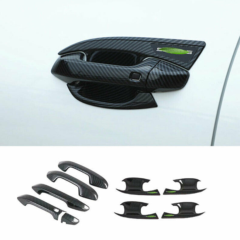 for Kia Seltos 2020-2023 Carbon Fiber Car Door Handle Cover+Cup Bowl Combo Trim