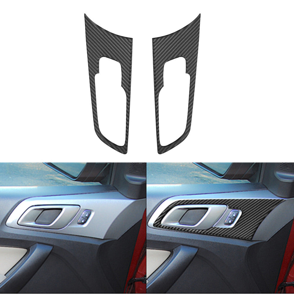 2X Carbon Fiber Front Door Handle Frame Cover Trim for Ford Ranger 2019-2022