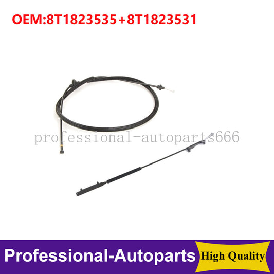 Set of 2PCS Rear+Front Hood Lock Latch Release Cable for Audi for A4 for A5 S4 S5 08-17