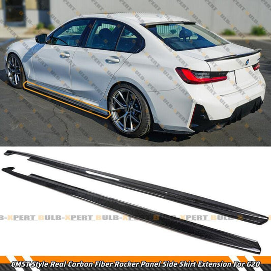 Suitable for 2019-2024 for BMW G20 330i M340i CMST carbon fiber extended side skirts.
