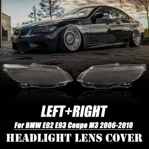 Headlight lens cover (right + left) suitable for BMW E92, E93, Coupe, M3 (2006-2010).