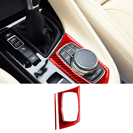 2x red carbon fiber interior shift button trim for BMW X1 F48 2016-18