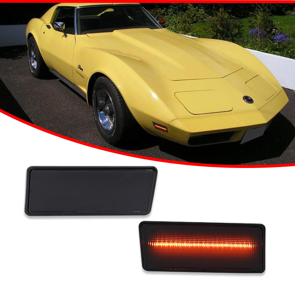 Smoked amber LED front marker lights for Chevrolet C3 for Corvette 1974 - 1979 LH + right-hand drive