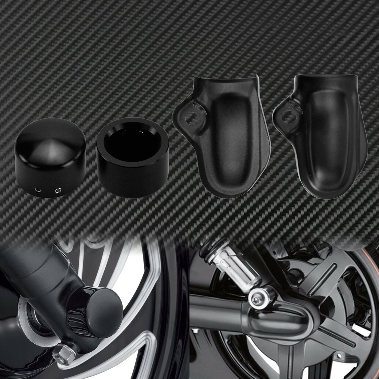 Motorcycle Black Bar Shield Front Rear Axle Nut Covers Fit for Harley VRSC 02-11
