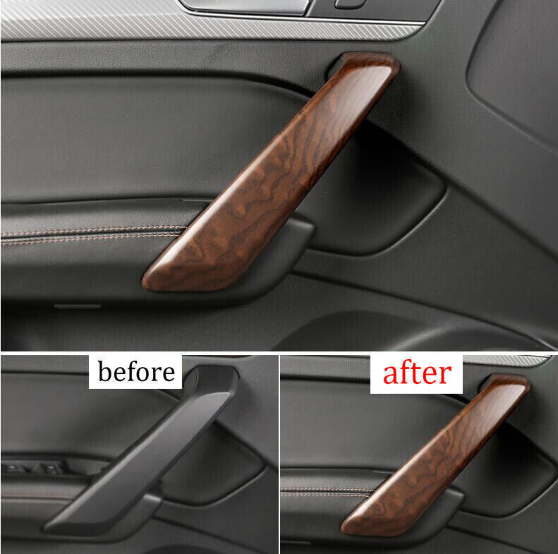 Fit for Audi Q5 2018-23 Cen Wood Grain Inner Door Armrest Strip Cover Trim 4PCS