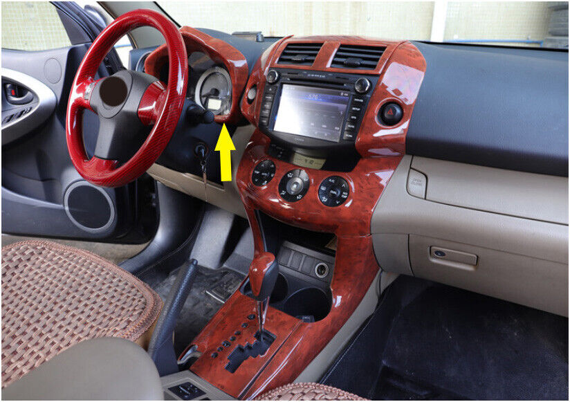 Wood Grain ABS Inner Dashboard Panel Frame Cover Trim for Toyota RAV4 2006-2012