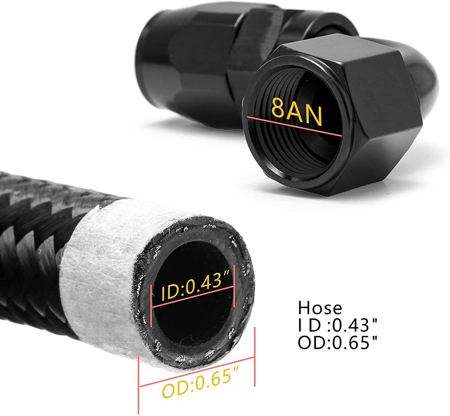 2-pack AN4/AN6/AN8/AN10 swivel hose end adapters for oil/fuel/gas hoses