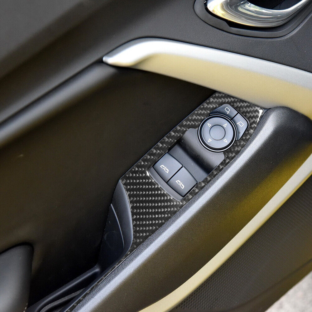 for Chevy Camaro 2016+ Window Lift Switch Button Panel Cover B-type Carbon Fiber