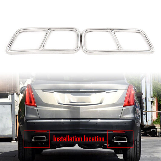 Steel Rear Exhaust Muffler Tail Pipe Cover Trim Fit for Cadillac XT5 16-2020 Silver