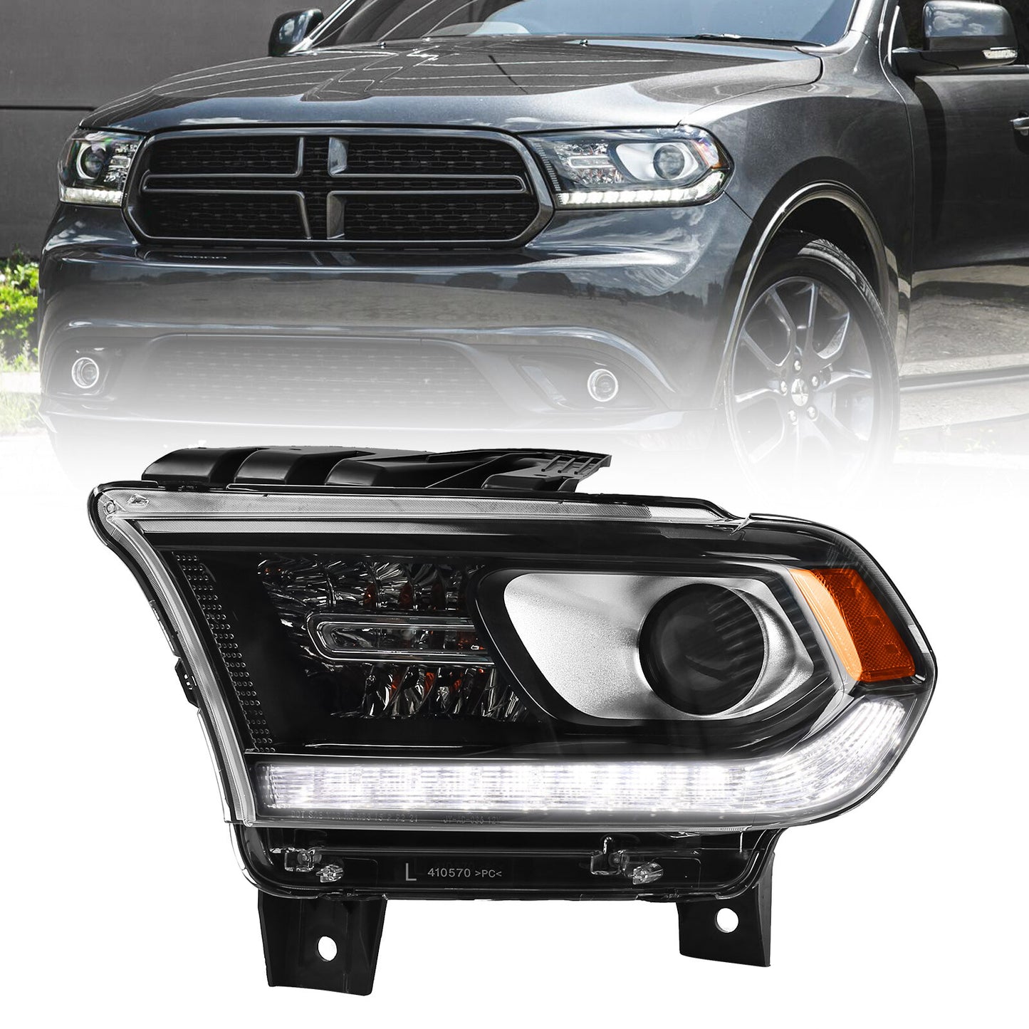 Suitable for 2014-2020 for Dodge Durango Black Trim Halogen LED DRL Headlight Driver Left