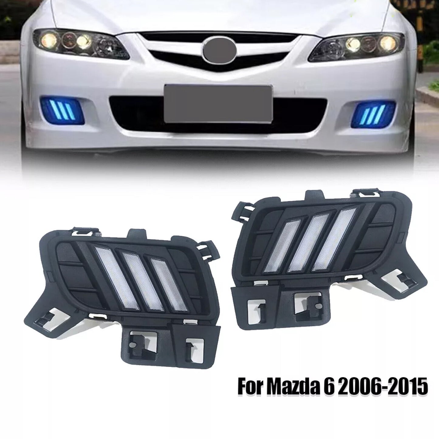 for Mazda 6 2006-2015 LED DRL Daytime NEW Running Lights Fog Lamps Bumper