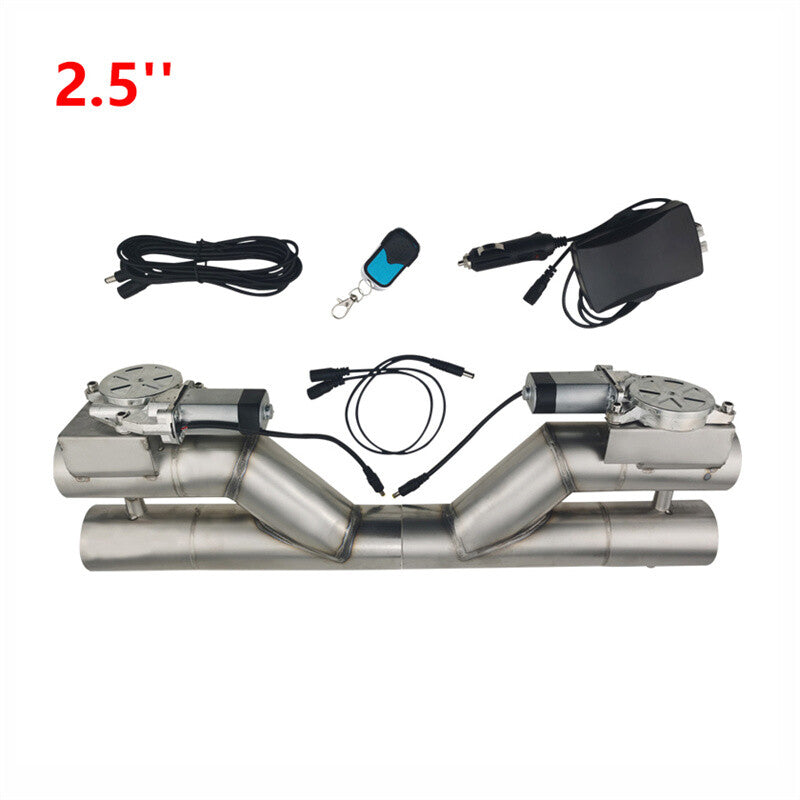 2.5 Double Electric Exhaust Dual Valve Y Pipe Control Valve w/ Remote Switch