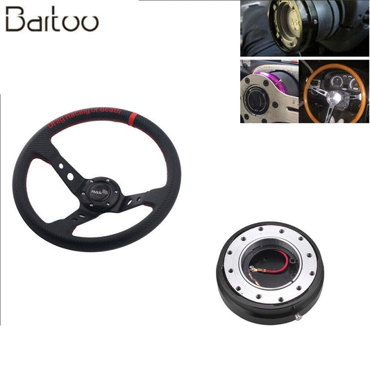 14 Racing Car Aluminum Steering Wheel+ 6 Hole Quick Release Hub Adapter