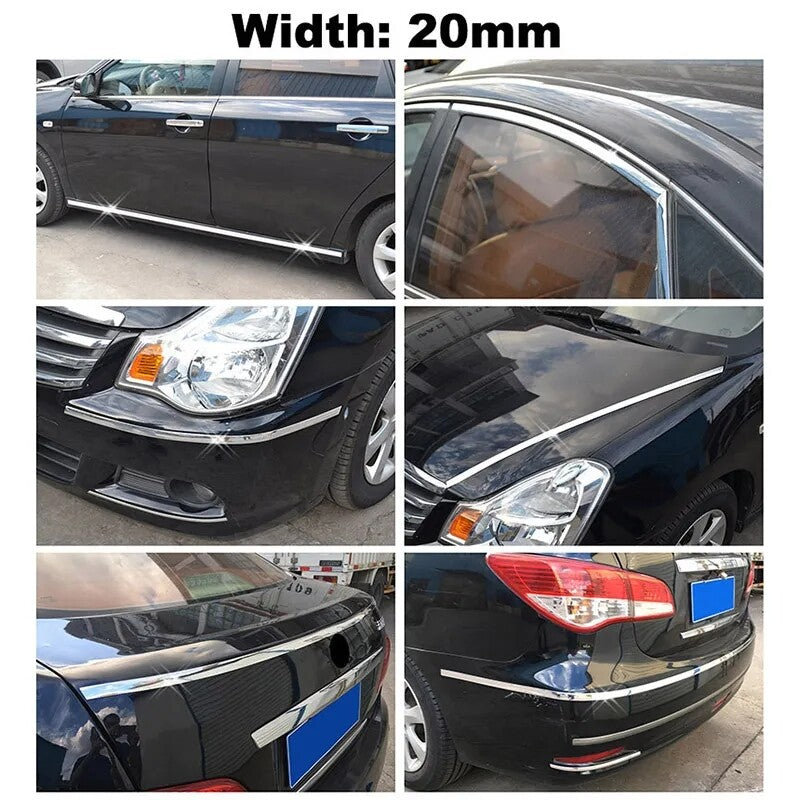 16Ft Chrome Trim Molding Strip Car Door Window Bumper Side Trime Protector 20MM