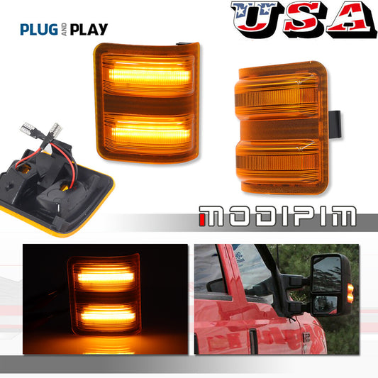 Amber Lens LED Side Mirror Marker Light for 2008-2016 for Ford F150, F350, F450, and F550