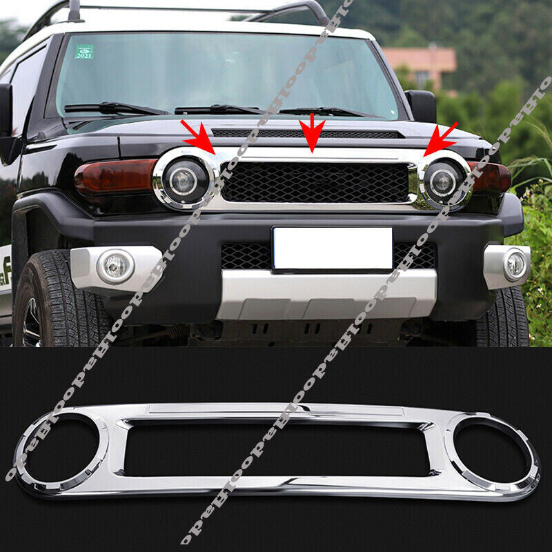 for Toyota FJ Cruiser 2007-2021 Chrome Front Center Hood Grille Grill Cover Trim