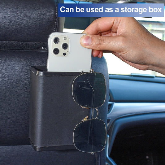 Black Waterproof Auto Car Garbage Bin Trash Can Storage Box Organizer